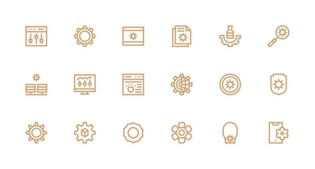 fuerte carrera línea íconos desde parámetros conjunto con 18 vectores icono colección conjunto