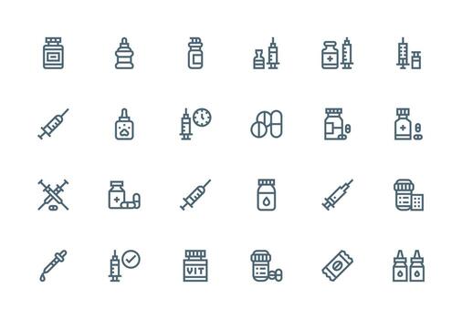 24 Icons for Dosage in Thick Line Line Format Multi-Purpose Icon Set vector
