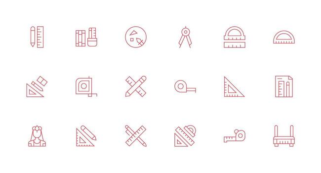 Ruler Visual Pack containing 18 Minimal Line Icons Optimized Icon Pack for Digital Products vector
