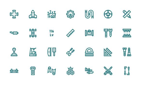 Engineering Design Icons featuring 28 in Bold Line Style Multi-Purpose Icon Pack for Templates vector