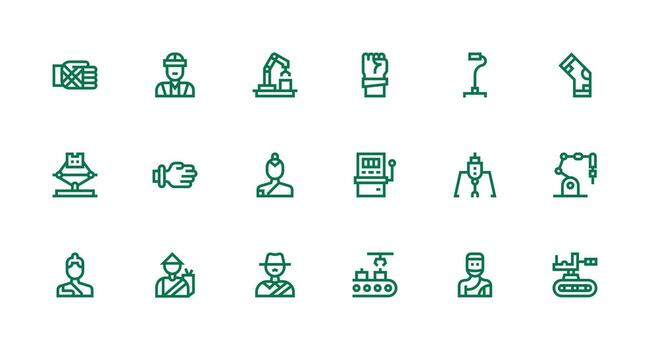 Arm Set with 18 Strong Stroke Line Icons Clean Icon Collection for Web Use vector