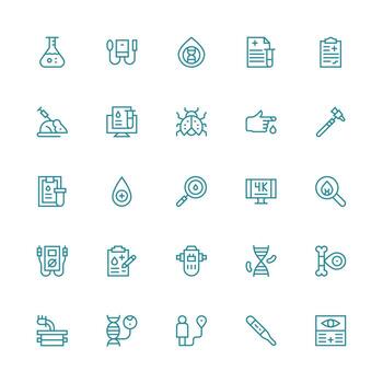 Testing featuring 25 Icons in Medium Stroke Outline Design Light Icon Series vector