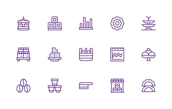 Stacked Design Icons featuring 15 in Regular Line Style Line Icon Collection vector