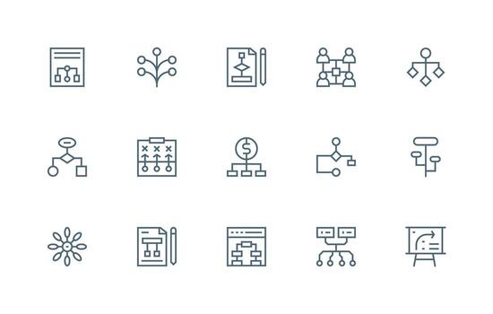 15 Regular Line Style Icons from Flowchart Collection Scalable Icons for All Themes vector