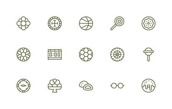 redondo diseño íconos presentando 15 en regular línea estilo lleno icono biblioteca para ui diseñadores vector