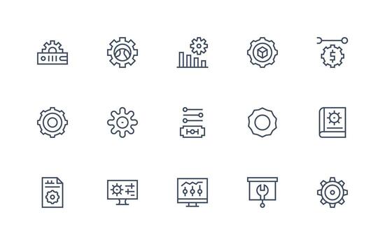 15 Regular Line Icons for Adjustments Graphics Icon Set for Web vector