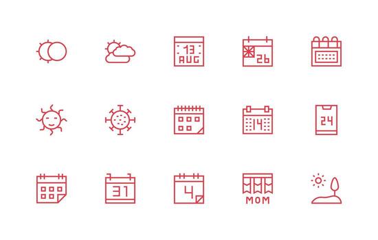 15 Icons for Day in Regular Line Format UI and UX Focused Icon Collection vector
