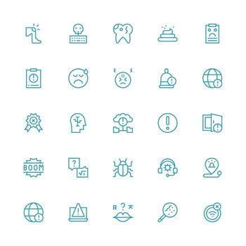 25 Icons for Problem in Medium Stroke Outline Format Digital Icon Collection vector