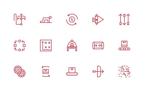 Movement featuring 15 Icons in Regular Line Design Detailed Icon Collection for Design Systems vector