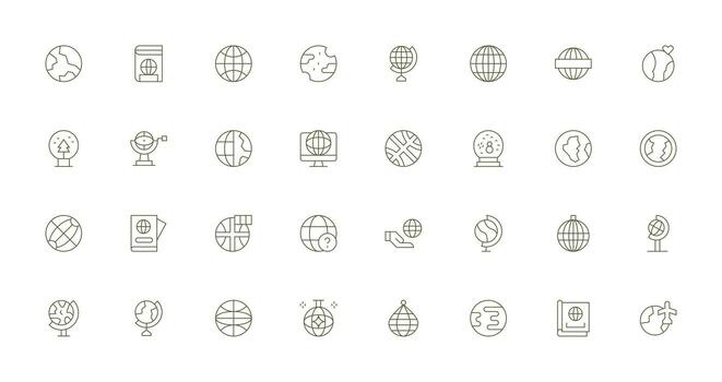 32 Thin Line Designs for Globe Icons Clear and Concise Icon Set Collection vector