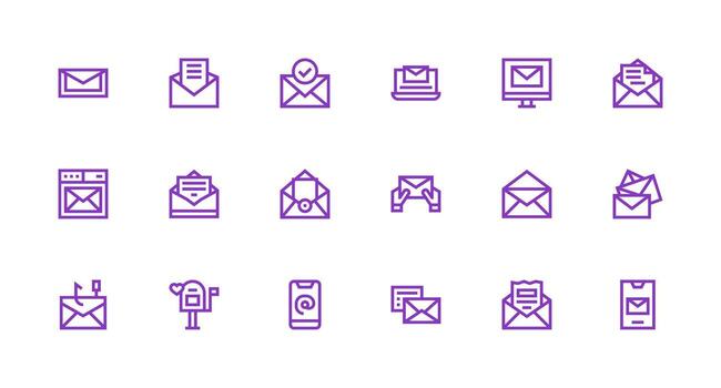digital correo icono colección con 18 fuerte carrera línea diseños web y aplicación icono paquete colección vector