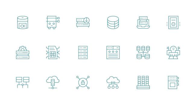 datos centrar diseño íconos presentando 18 en mínimo línea estilo digital icono colección vector
