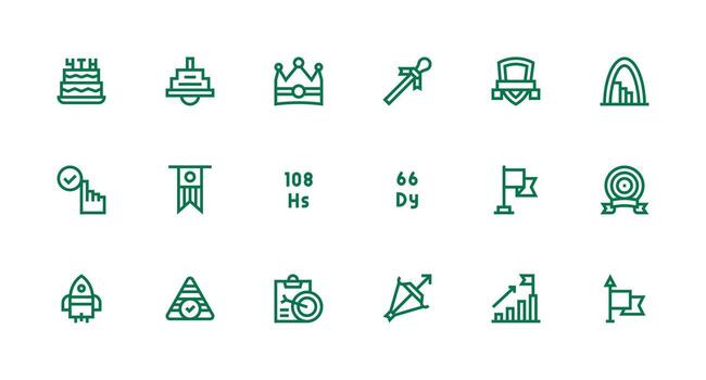 Milestone Icon Set with 18 Strong Stroke Line Graphics Essential Icons for Rapid UI Building vector