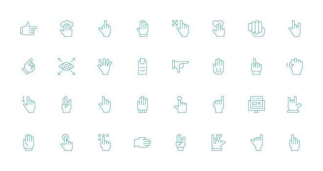32 Thin Line Vectors for Cursor Theme Well-Structured Icons for Creative Use