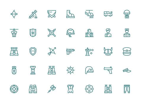 Regular Clean Line Icons from Military Set with 35 Vectors Clean Set for Layout Prototypes