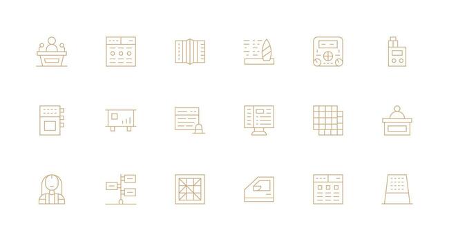 panel incluso 18 mínimo línea ilustraciones completar icono haz para web diseño vector