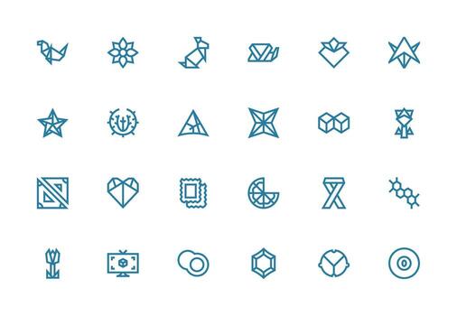 Thick Line Line Style Shape Icons with 24 Vectors Neatly Designed Icons for Web Platforms