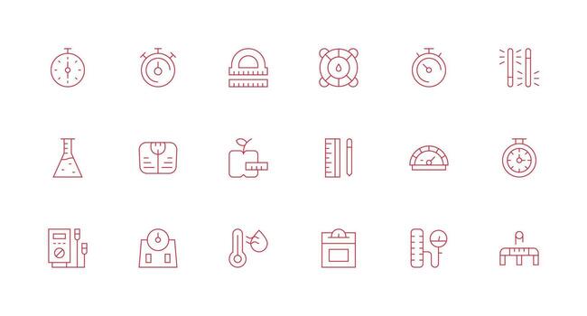 Minimal Line Icons from Measurement Set with 18 Vectors Pixel Perfect Icon Set