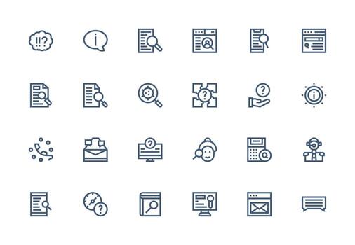 Query Set with 24 Thick Line Line Icons Full Icon Library for UI Designers vector