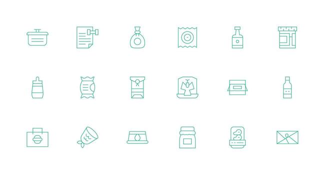 Sealed Set with 18 Minimal Line Icons Sharp Icons for Presentations vector