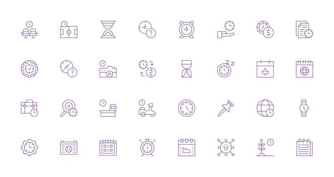 calendario diseño íconos presentando 32 en Delgado línea estilo inteligente icono colección vector