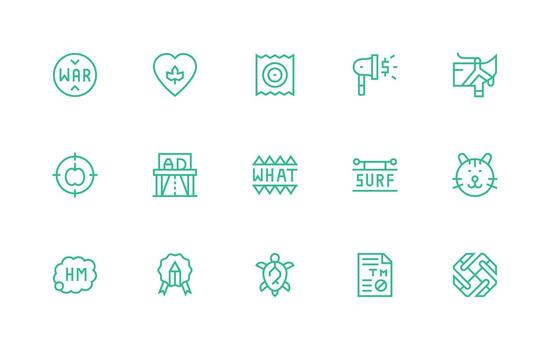 Brand Icon Set with 15 Regular Line Graphics Scalable Icons for Cross-Platform Interfaces vector