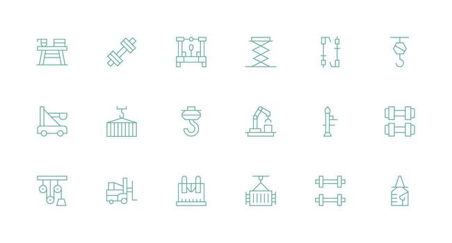 18 mínimo línea vectores para levantamiento tema sencillo íconos para interfaz y wireframes