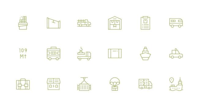 18 Icons for Freight in Minimal Line Format Interface Icons for Daily Use vector