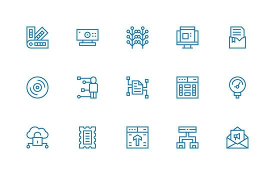 15 Regular Line Icons for Digital Graphics High-Resolution Icons for Any Platform vector