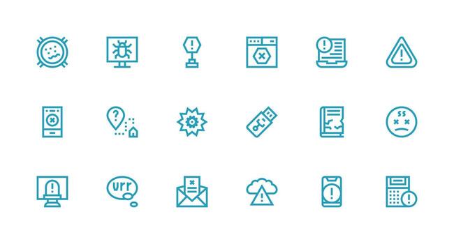 18 fuerte carrera línea diseños para error íconos pulcramente diseñado íconos para web plataformas vector