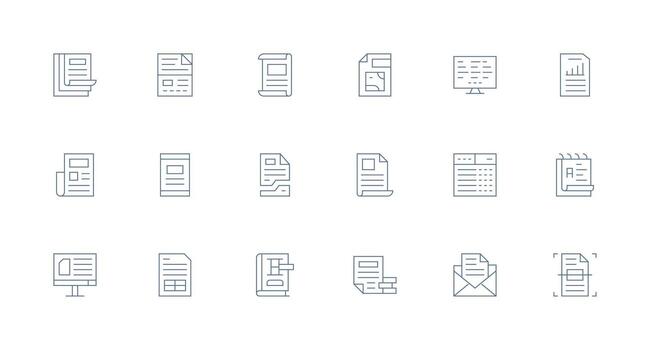 18 Minimal Line Icons for Excel Graphics Light Icon Series vector