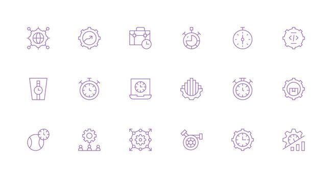18 mínimo línea íconos para eficiencia gráficos interfaz icono colección para diario proyectos vector