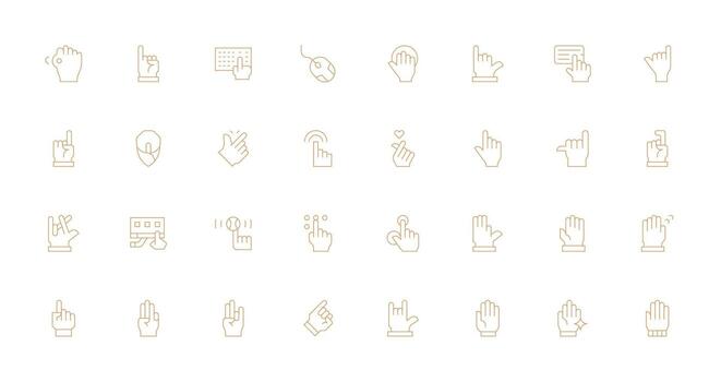 Click Design Icons featuring 32 in Thin Line Style Organized Icon Pack for Quick Access vector