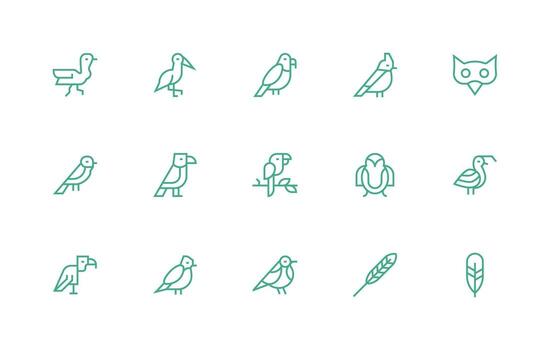 15 Regular Line Designs for Avian Icons Customizable Icon Series for Mobile Screens vector