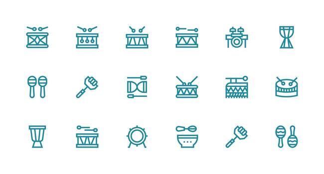Strong Stroke Line Icons from Beat Set with 18 Vectors Reusable Icon Set