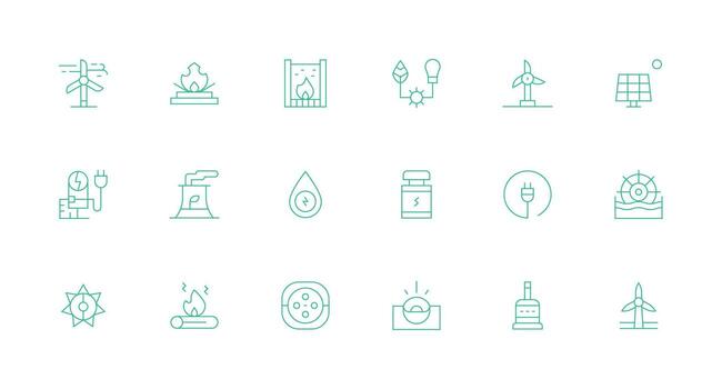 18 Minimal Line Icons for Energy Source Graphics UI Icon Set vector
