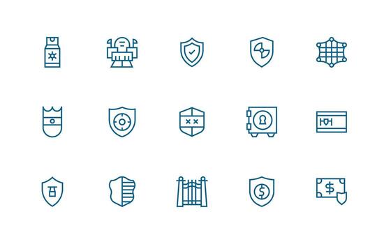Regular Line Icons from Guarded Set with 15 Vectors Fully Editable Icon Set for Web