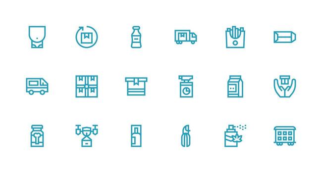 Package Icon Set with 18 Strong Stroke Line Graphics Well-Structured Icons for Creative Use vector