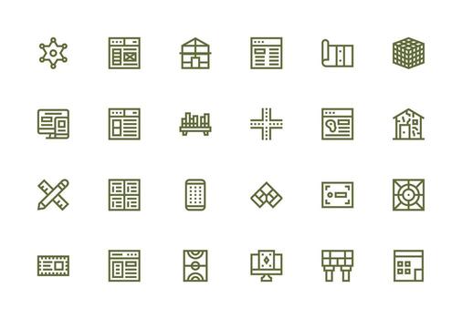 24 Icons for Layout in Thick Line Line Format Design Ready Icon Set for Teams vector