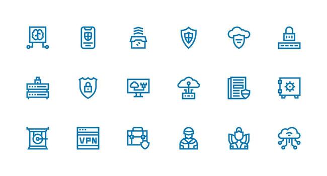 Strong Stroke Line Icons from Cybersecurity Set with 18 Vectors Reusable Icon Set