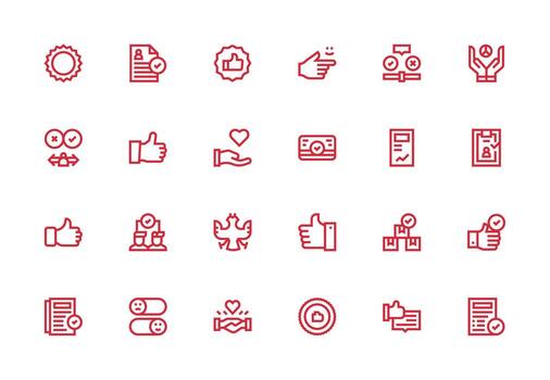 Acceptance Set with 24 Thick Line Line Icons Icon Set for Projects vector