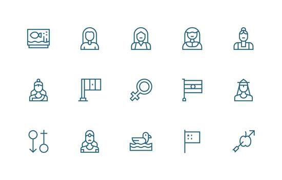Regular Line Style Representation Icons with 15 Vectors Neutral Style Icons for Any Project