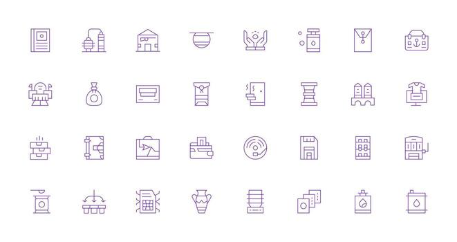 32 Thin Line Vectors for Storage Theme Full Icon Library for UI Designers