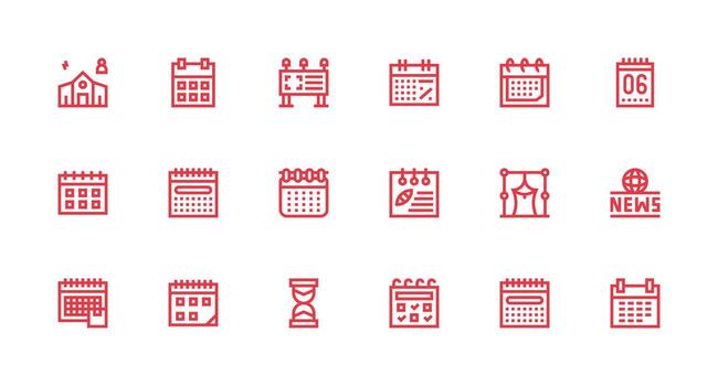18 Strong Stroke Line Designs for Events Icons Complete Icon Bundle for Web Design vector