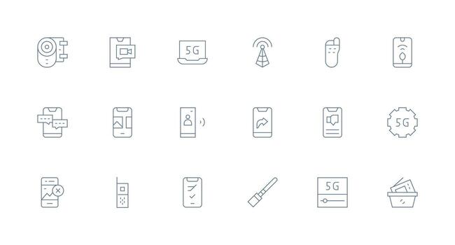 teléfono inteligente icono colección con 18 mínimo línea diseños interfaz icono colección para diario proyectos vector