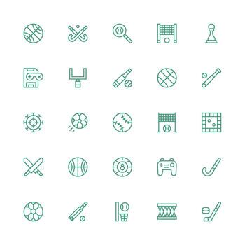 Gameplay Design Icons featuring 25 in Medium Stroke Outline Style Flexible Icon System for Web Interfaces vector