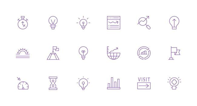 Progreso indicador conjunto con 18 mínimo línea íconos ligero icono serie vector