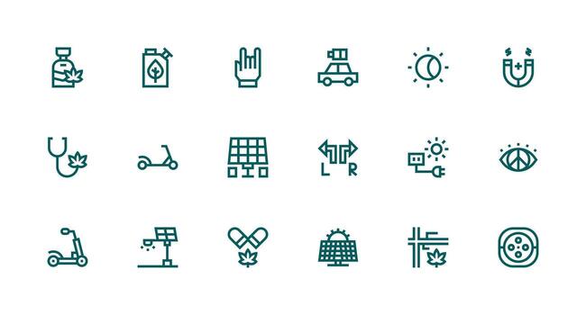 18 Strong Stroke Line Icons for Alternative Graphics Web and App Icon Pack Collection vector