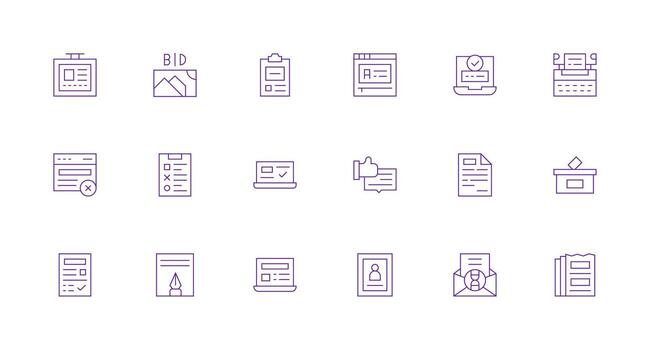18 Submission Icons in Minimal Line Aesthetic Multi-Purpose Icon Set vector