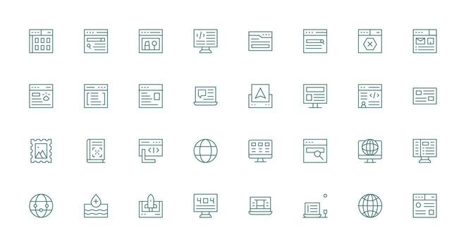 Thin Line Icons from Webpage Set with 32 Vectors Fully Editable Icon Set for Web